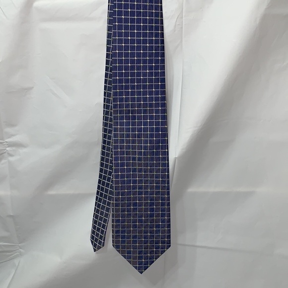Romario Mancini Blue, white and yellow Tie 58.5” L 4” W - Picture 3 of 5